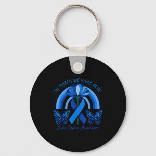 In march wear blue colon cancer awareness ribbon key ring