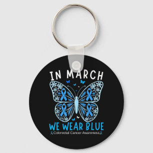 In March Wear Blue Colon Cancer Awareness Squad Key Ring