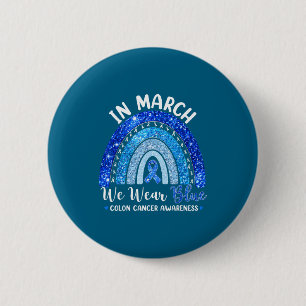 In march wear blue ribbon rainbow colon cancer 6 cm round badge