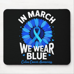 In march wear blue ribbon sunflower colon cancer mouse mat