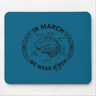 In march wear green cerebral palsy awareness brain mouse mat