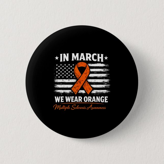 In march wear orange developmental disability 6 cm round badge (Front)