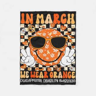 In march wear orange developmental disability fleece blanket