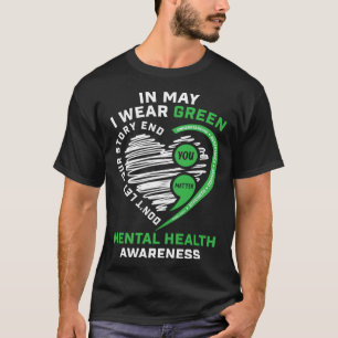 In May I Wear Green Semicolon Heart Mental Health  T-Shirt