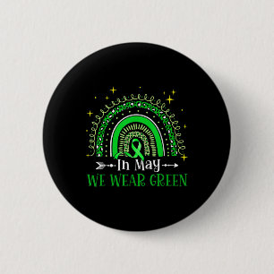 In May We Wear Green Boho Rainbow Mental Health Aw 6 Cm Round Badge