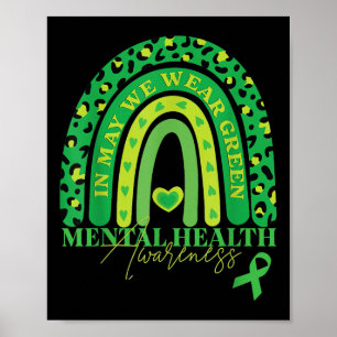 In May We Wear Green Mental Health Awareness Green Poster
