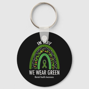 In May We Wear Green Mental Health Awareness Leopa Key Ring