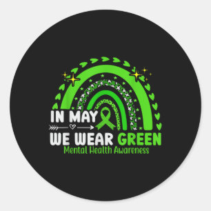 In May We Wear Green Semicolon Mental Health Aware Classic Round Sticker