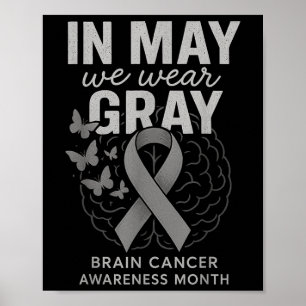 In May We Wear Grey Brain Cancer Awareness Month Poster