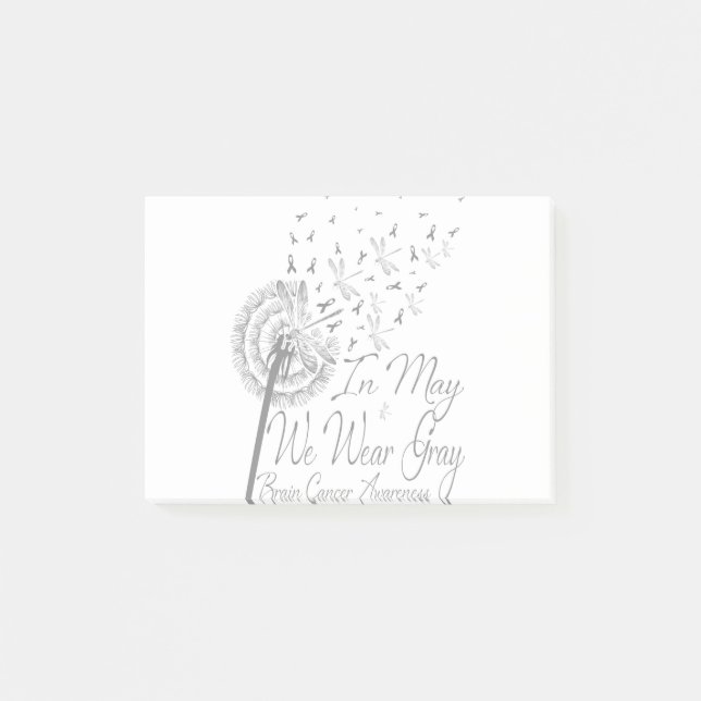In May We Wear Grey Brain Cancer Awareness Post-it Notes (Front)