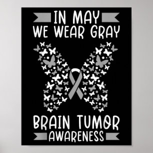 In May We Wear Grey Brain Cancer Tumour Awareness  Poster