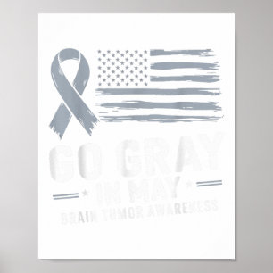 In May We Wear Grey Brain Tumour Awareness Support Poster