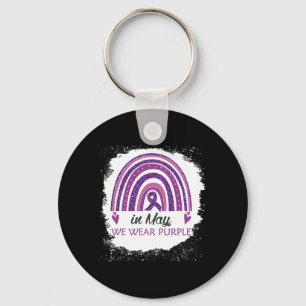 In May We Wear Purple Bleached Rainbow Fibromyalgi Key Ring