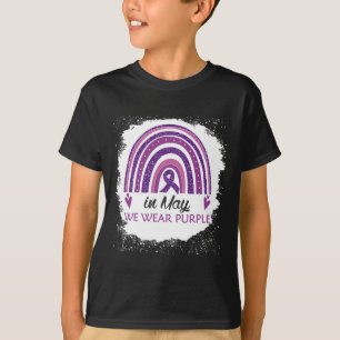 In May We Wear Purple Bleached Rainbow Fibromyalgi T-Shirt