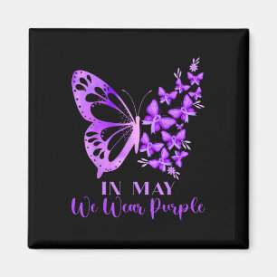 In May We Wear Purple Butterfly Lupus Awareness Magnet