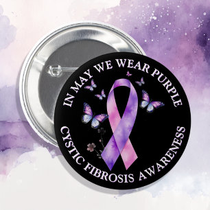 In May We Wear Purple Cystic Fibrosis Awareness 6 Cm Round Badge
