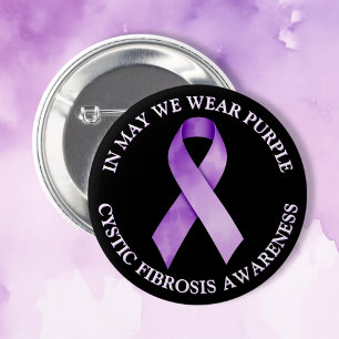 In May We Wear Purple Cystic Fibrosis Awareness 6 Cm Round Badge