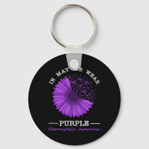 In May We Wear Purple Fibromyalgia Awareness Flora Key Ring
