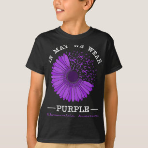 In May We Wear Purple Fibromyalgia Awareness Flora T-Shirt