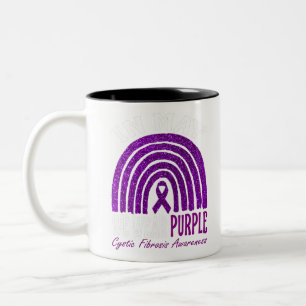 In May We Wear Purple For Cystic Fibrosis Awarenes Two-Tone Coffee Mug