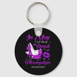In May We Wear Purple High Heels Fibromyalgia Awar Key Ring