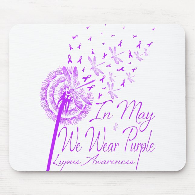 In May We Wear Purple Lupus Awareness Dandelion.pn Mouse Mat (Front)