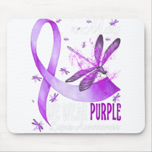 In May We Wear Purple Lupus Awareness Dragonfly.pn Mouse Mat
