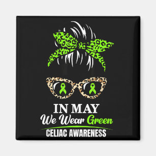 in May Wear Green for Celiac Awareness Ribbon Magnet