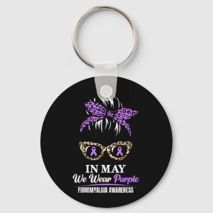 in May Wear Purple Fibromyalgia Awareness Ribbon Key Ring