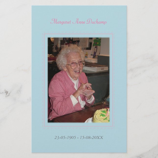 In Memoriam Loving Memory Funeral Photo Hand Out Flyer (Front)