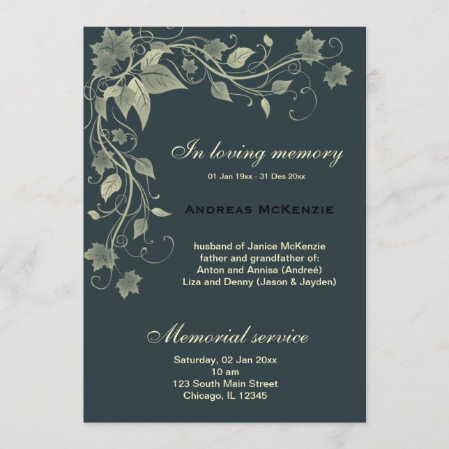 In Memoriam Programme (Front)