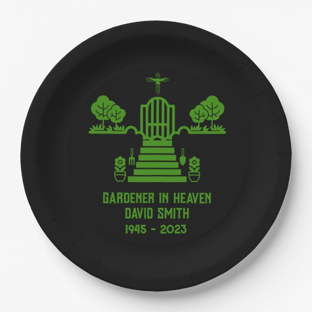 In Memory Bereavement Gardener Funeral Paper Plate (Front)