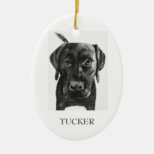 In Memory Black Lab Custom Ornament // Memorial (Front)