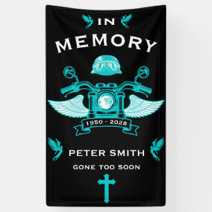 In Memory Black Motorbike Rider Biker Funeral Banner