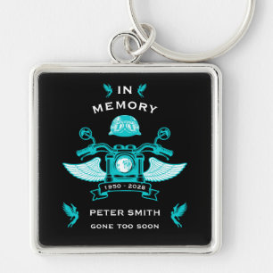 In Memory Black Motorbike Rider Biker Funeral Key Ring