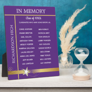 In Memory. Class Reunion Tribute Easel Plaque