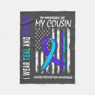 In Memory Cousin Suicide Awareness Prevention Amer Fleece Blanket