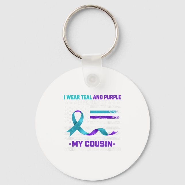 In Memory Cousin Suicide Awareness Prevention Amer Key Ring (Front)