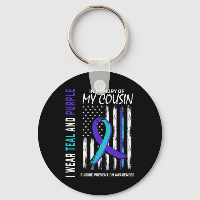 In Memory Cousin Suicide Awareness Prevention Amer Key Ring (Front)