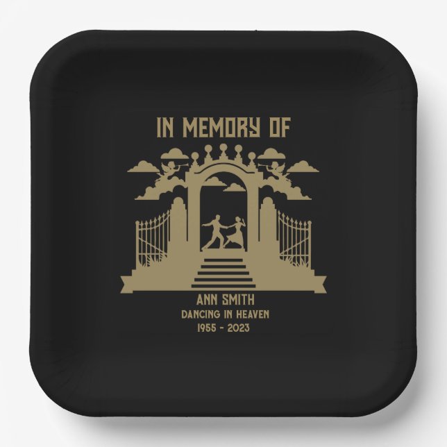 In Memory Dancers Funeral Paper Plate (Front)