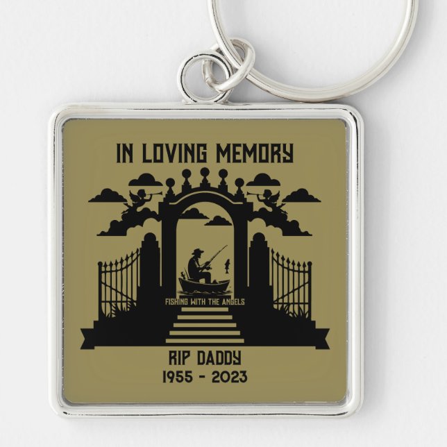 In Memory Fishing Funeral Key Ring (Front)
