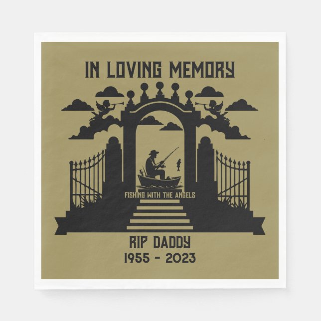 In Memory Fishing Funeral Napkin (Front)
