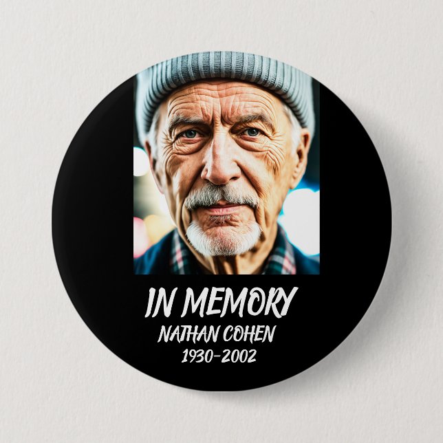 IN MEMORY FUNERAL LARGE CUSTOM PHOTO BUTTON (Front)