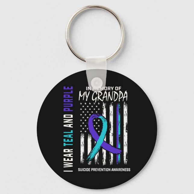 In Memory Grandpa Suicide Awareness Prevention Ame Key Ring (Front)
