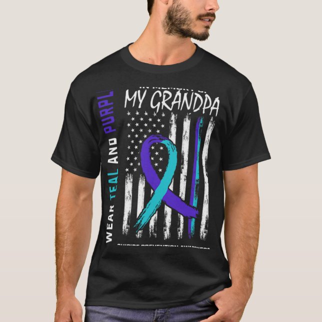 In Memory Grandpa Suicide Awareness Prevention Ame T-Shirt (Front)