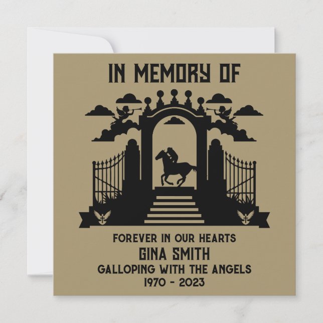 In Memory Horseback Riders Funeral Card (Front)
