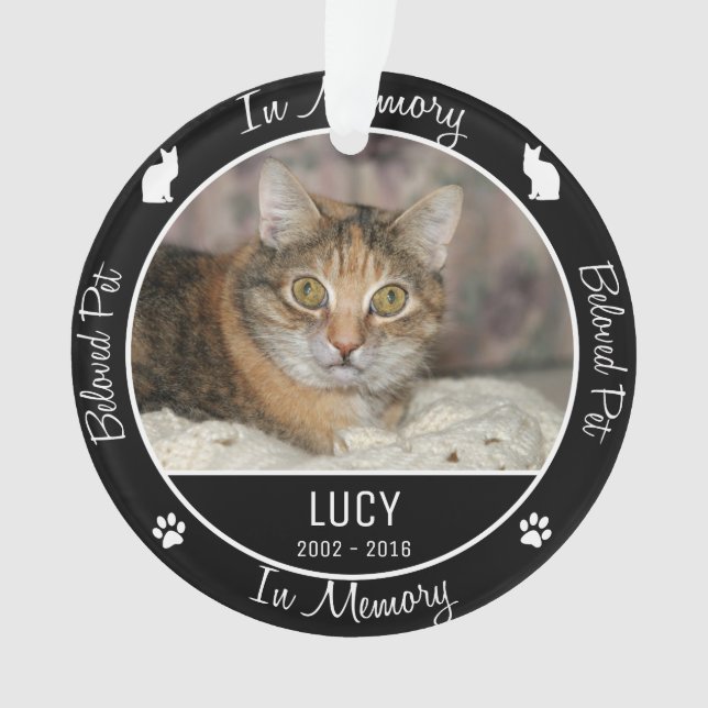 In Memory - Loss of Cat- Custom Photo/Name Ornament (Front)