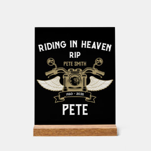In Memory Motorbike Rider Biker Funeral Acrylic Sign