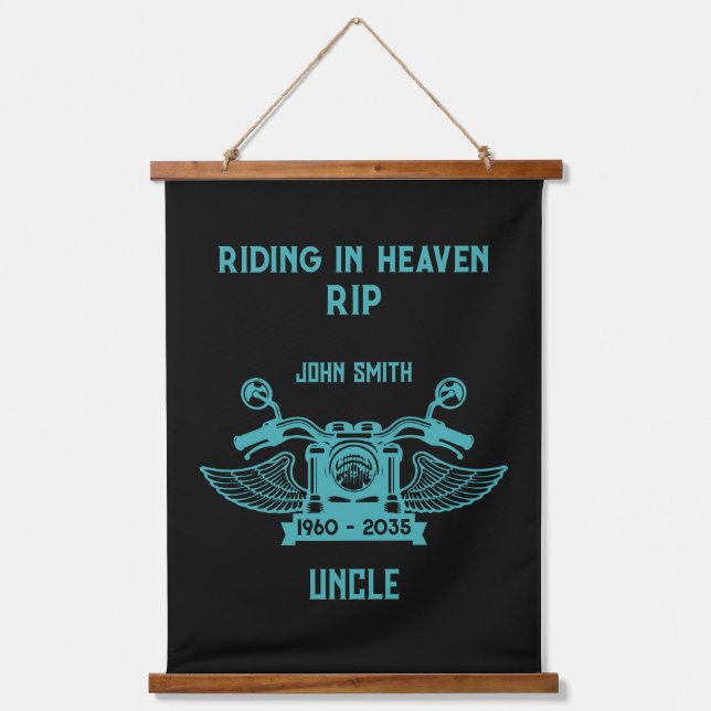 In Memory Motorbike Rider Biker Funeral Hanging Tapestry (Front)