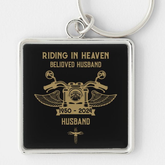 In Memory Motorbike Rider Biker Funeral Key Ring (Front)